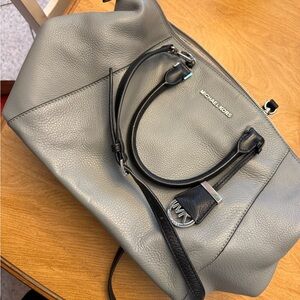 Michael Kors Black and Gray Leather Tote